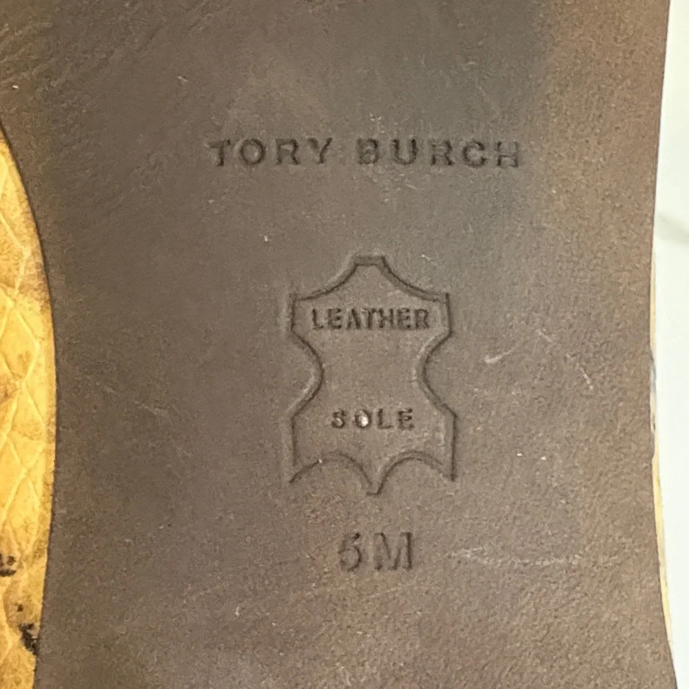 Tory Burch Gold and Black Snakeskin Loafers